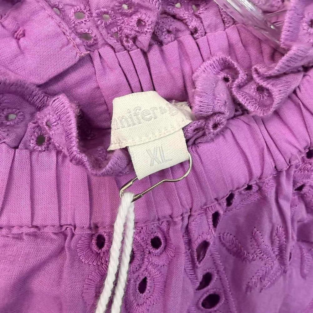 Eyelet Ruffle Neck Blouse - Lavender Purple - Picture 4 of 7